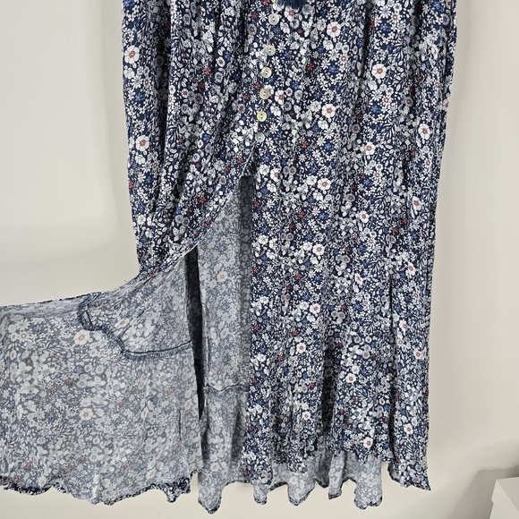 NWT Ava Christine Front Slit Smocked Floral Print Maxi Skirt Button Front S Boho - Picture 3 of 14